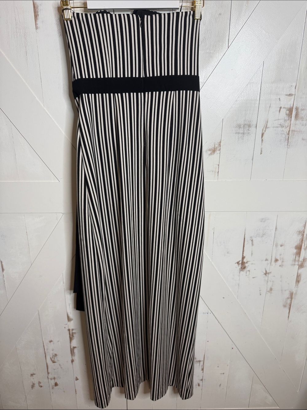 Halston Heritage Black and White Strapless Striped Maxi Dress - Picture 9 of 15